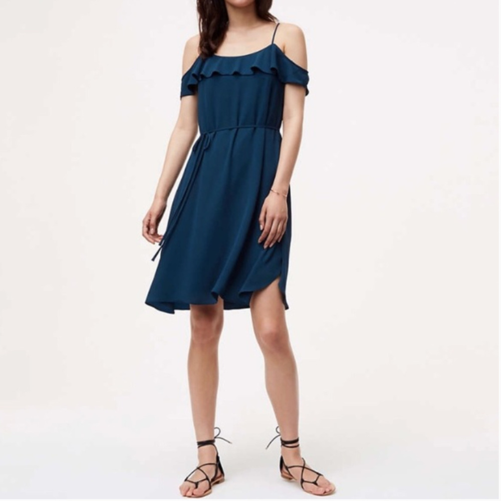 LOFT Cold Shoulder Flounce Dress - Picture 2 of 3